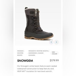 Brand new pair of Kamik Snowgem women’s boots size 10.